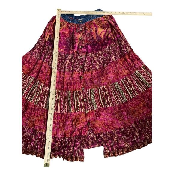 Vintage 90s ST. JOHN’S BAY PINK Multi Print Button Up Full Length MAXI Skirt  Si - Picture 7 of 9